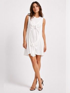 Marques Almeida Slashed & Knotted T-Shirt  dress White Sleeveless urban artsy